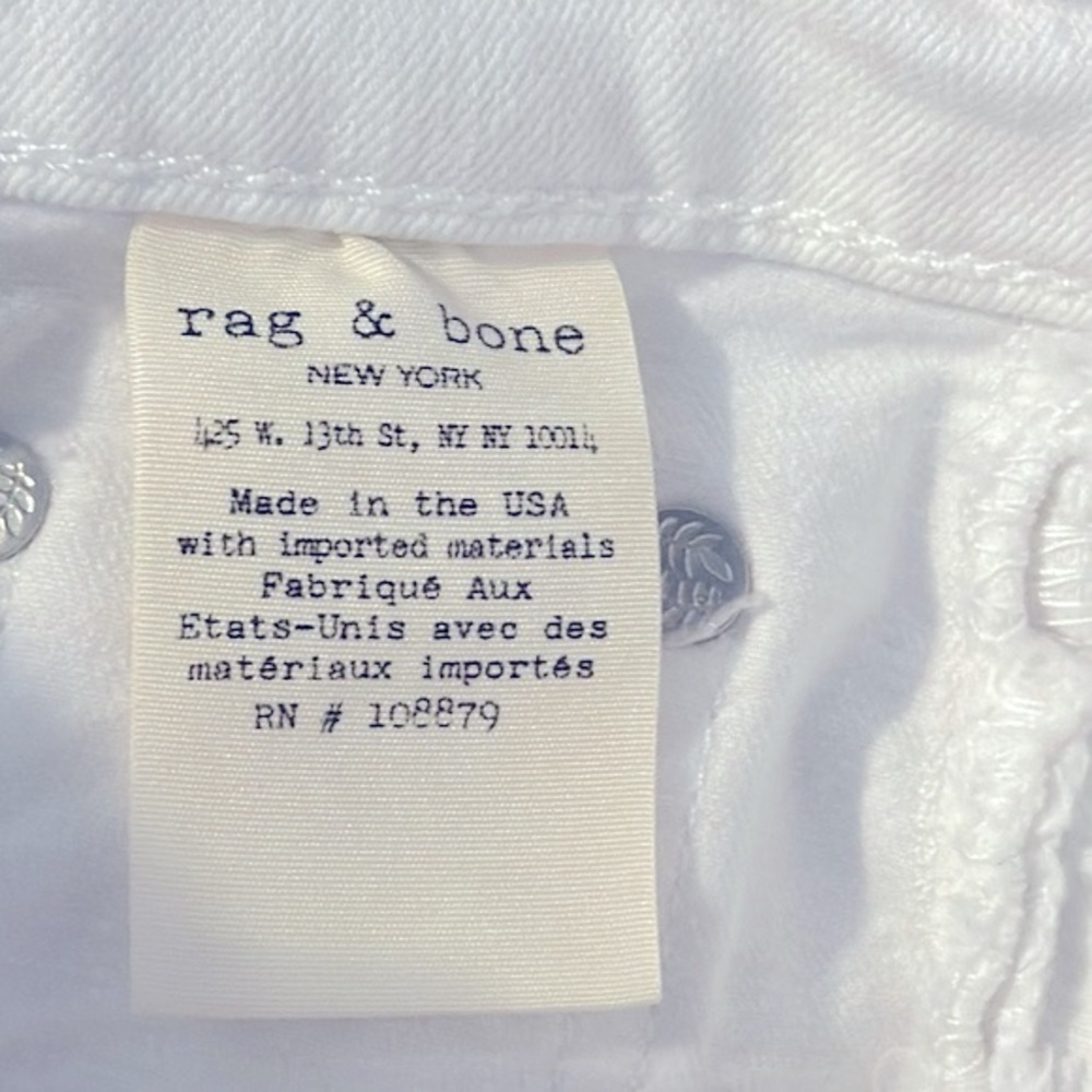 Women’s Rag & Bone White Polyester & Spandex Skinny Leg Jeans Size 25 - Picture 7 of 8